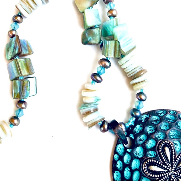 Handmade Sand Dollar Statement Necklace - Picture 5 of 6